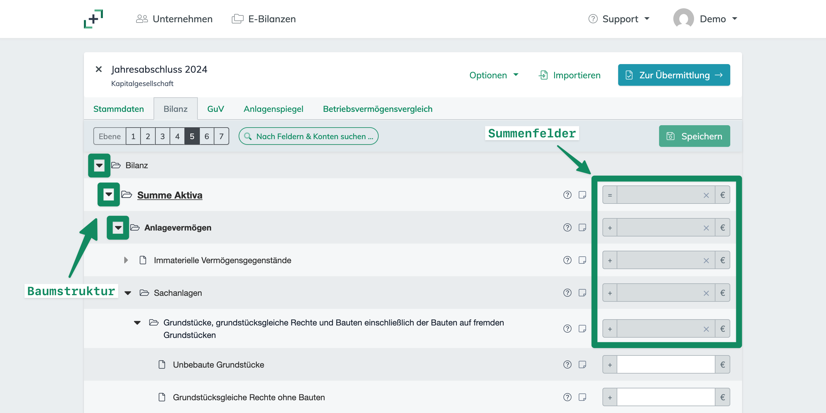 Struktur des E-Bilanz Formulars