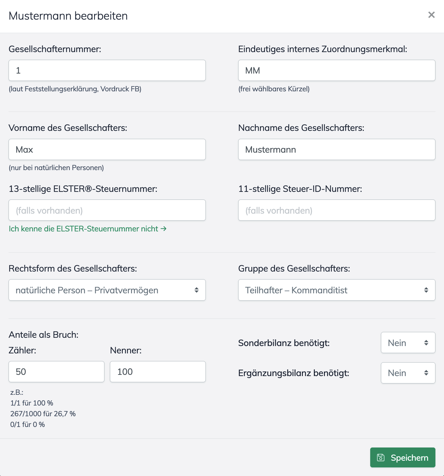 Natürliche Person als Gesellschafter mit 50 % Beteiligung erfassen.png|width=60%