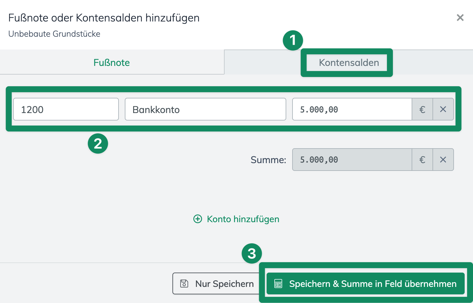 Beispiel Kontennachweis